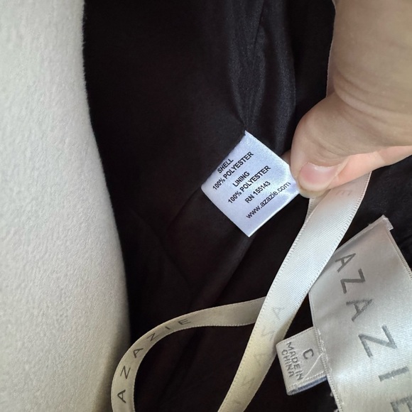 Azazie Demi Black A-Line Lace One Shoulder Chiffon Dress Womens M C Bridesmaid - Picture 5 of 5